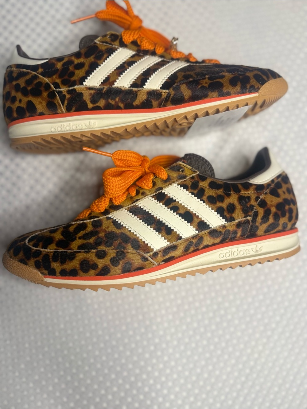 adidas Leopard Print Sneakers with Orange Laces and Pearl Charms - Picture 4 of 9